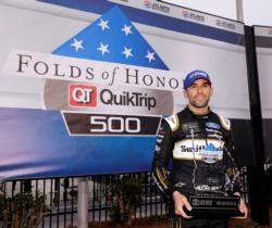 Aric Almirola will lead the field to green in Sunday's Folds of Honor QuikTrip 500 at Atlanta Motor Speedway.