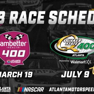 Join us for TWO FULL Weekends of NASCAR racing in 2023! \n\n400 miles of thrills and a doubleheader March 18-19 and a weekend of racing under the lights July 8-9 to make the 2023 season complete at AMS! Tickets on sale now at AtlantaMotorSpeedway.com